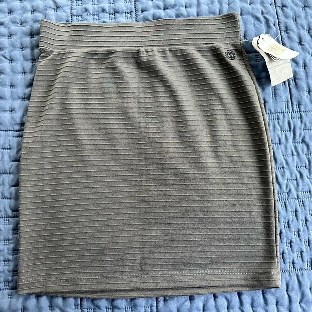 Element Gray Ribbed Mini Pencil Skirt for Work